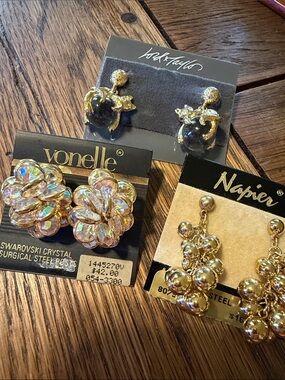 3 Pair - Vintage Earrings - Napier, Vonelle & ? From Lord & Taylor - NWT